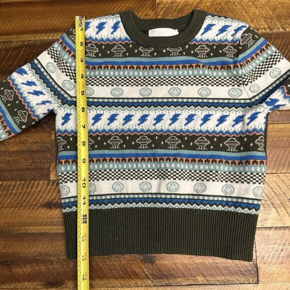 Rockets of Awesome Size 3T Green Blue Long Sleeve Knit Sweater UFO - Picture 6 of 8